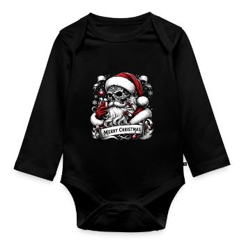 Merry Christmas Creepy Goth Santa Pajama - Baby Bio-Langarm-Body - Schwarz - Vorne