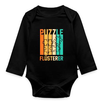 Puzzlefan Puzzler Puzzleteile Puzzle - Baby Bio-Langarm-Body - Schwarz - Vorne