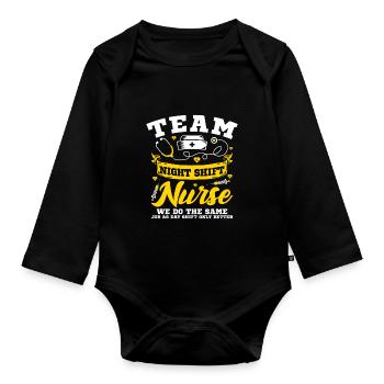 Team Night Shift Nurse - Baby Bio-Langarm-Body - Schwarz - Vorne
