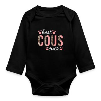 Cousin famille Design mignon léopard imprimé meilleur cous - Body Bébé bio manches longues - noir - Devant
