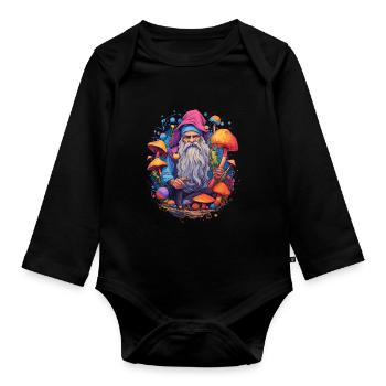 Fantasy Mushroom | Forest | Nature | Goa Festival - Organic Longsleeve Baby Bodysuit - black - Front