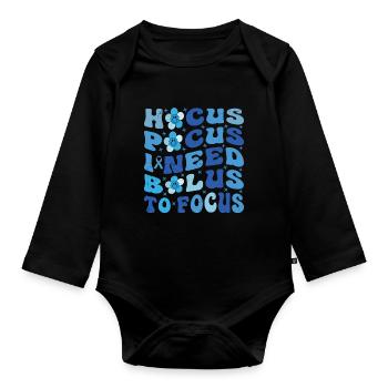 Hocus Pokus I Need Insulin To Focus - Diabetes - Baby Bio-Langarm-Body - Schwarz - Vorne