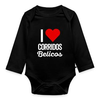 Corridos Belicos Tumbados Merch Camiseta Música - Body Bébé bio manches longues - noir - Devant