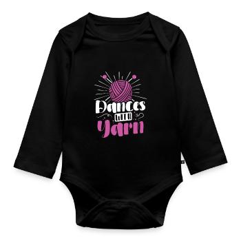 Dances with yarn - Baby Bio-Langarm-Body - Schwarz - Vorne