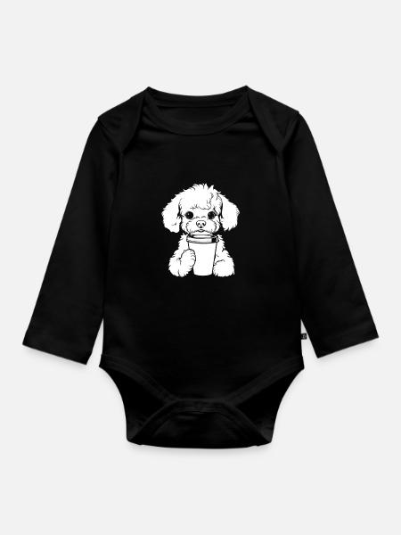 Pudel Kaffee - Baby Bio-Langarm-Body - Schwarz