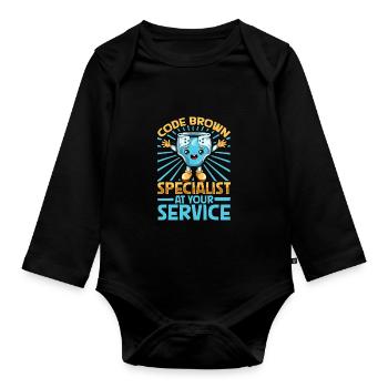 Code Braun Spezialist - Baby Wickeln - Baby Bio-Langarm-Body - Schwarz - Vorne