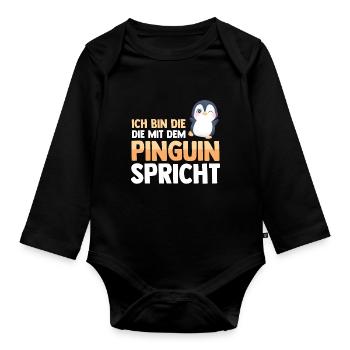 Pinguin - Baby Bio-Langarm-Body - Schwarz - Vorne