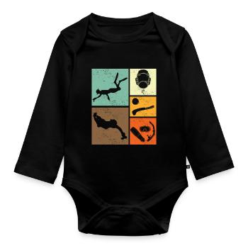 Underwater Hockey Enthusiast Retro Vintage - Organic Longsleeve Baby Bodysuit - black - Front