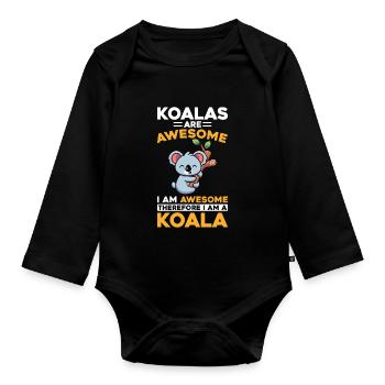 Les koalas sont géniaux Je suis un koala - Body Bébé bio manches longues - noir - Devant