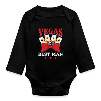 Stag Party Las Vegas Bachelor Party Groomsmen - Organic Longsleeve Baby Bodysuit - black - Front