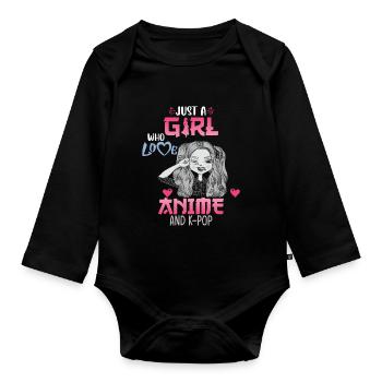 Just A Girl Who Loves Anime And K-Pop African Amer - Baby Bio-Langarm-Body - Schwarz - Vorne