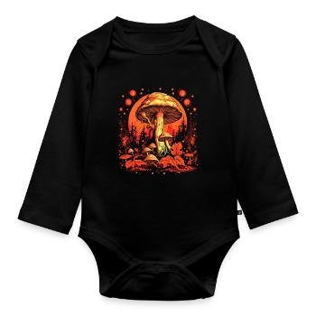 Fantasy Mushroom | Forest | Nature | Goa Festival - Organic Longsleeve Baby Bodysuit - black - Front