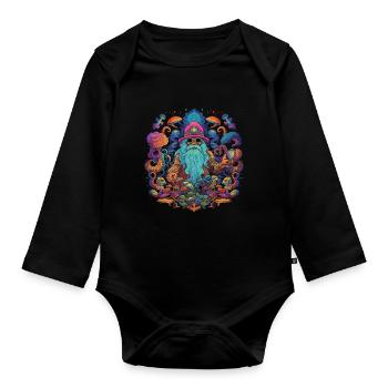 Fantasy Mushroom | Forest | Nature | Goa Festival - Organic Longsleeve Baby Bodysuit - black - Front