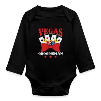 Stag Party Las Vegas Bachelor Party Groomsman - Organic Longsleeve Baby Bodysuit - black - Front