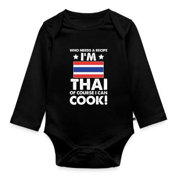 cuisine thaïlandaise cuisinier chef je suis thaïlandais bien sûr que je - Body Bébé bio manches longues - noir - Devant