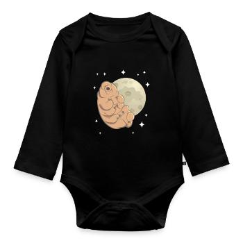 Bärtierchen Mond Sterne Weltraum - Baby Bio-Langarm-Body - Schwarz - Vorne