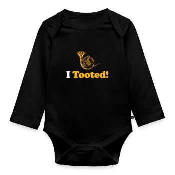I pricked! Funny trombonist, musician, - Organic Longsleeve Baby Bodysuit - black - Front