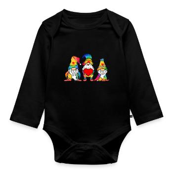 Trois Gnomes Hippies Groovy Bandage Dye Gnomies - Body Bébé bio manches longues - noir - Devant