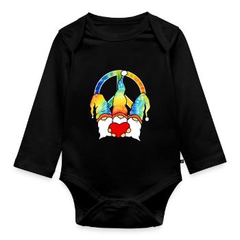 Trois Gnomes Hippies Groovy Bandage Dye Gnomies - Body Bébé bio manches longues - noir - Devant