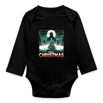 Merry Christmas Festive Slasher Candy Cane Menace - Organic Longsleeve Baby Bodysuit - black - Front
