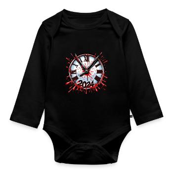 Horloge des éclaboussures de sang des années 80 Slasher horreur neuf - Body Bébé bio manches longues - noir - Devant