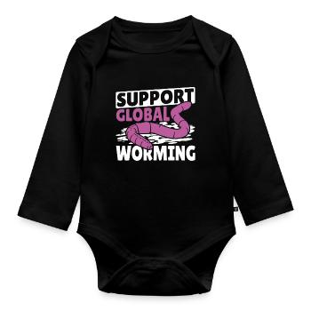 Soutien mondial à l’agriculture vermifuge - Body Bébé bio manches longues - noir - Devant