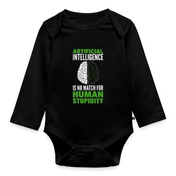 Données, Robot, IA, Informatique, Machine Learning - Body Bébé bio manches longues - noir - Devant