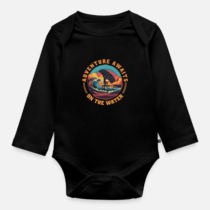 Wingfoil Surfer Planche de Wingfoil Kitefoil - Body Bébé bio manches longues - noir