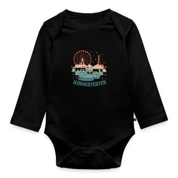 Kirmestester Jahrmarkt Volksfest Rummelplatz - Baby Bio-Langarm-Body - Schwarz - Vorne