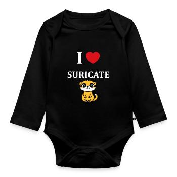 Humour petit suricate - Body Bébé bio manches longues - noir - Devant