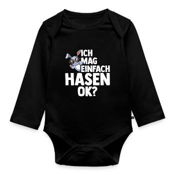 Kaninchen Hase - Baby Bio-Langarm-Body - Schwarz - Vorne