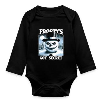 Frosty's Got a Secret - Sinister Snowman - Organic Longsleeve Baby Bodysuit - black - Front