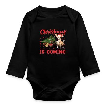 Noël arrive version chien - Body Bébé bio manches longues - noir - Devant