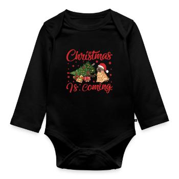 Noël arrive version chien - Body Bébé bio manches longues - noir - Devant