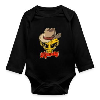 Howdy Alien Cowboy Space UFO Funny Western Rodeo - Baby Bio-Langarm-Body - Schwarz - Vorne
