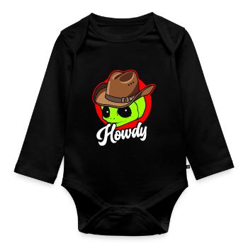Howdy Alien Cowboy Space UFO Funny Western Rodeo - Baby Bio-Langarm-Body - Schwarz - Vorne