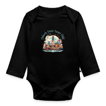 Freizeitpark Jahrmarkt Rummelplatz Dorffest - Baby Bio-Langarm-Body - Schwarz - Vorne