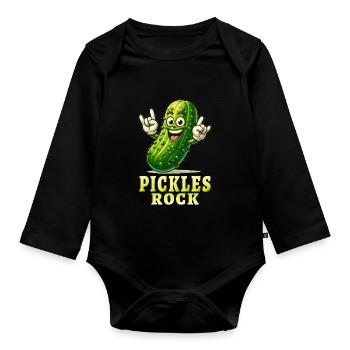 Pickles Funny Pickles Cucumber Pun - Organic Longsleeve Baby Bodysuit - black - Front