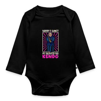 Ich kann nicht - Meine Tochter hat Kendo - Baby Bio-Langarm-Body - Schwarz - Vorne