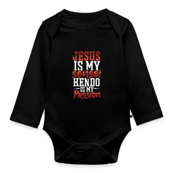 Jésus et le Kendo sont ma passion - Body Bébé bio manches longues - noir - Devant