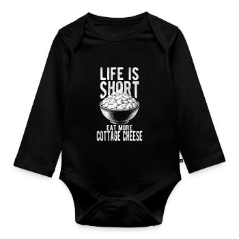 Cottage Cheese Enthusiast - Organic Longsleeve Baby Bodysuit - black - Front