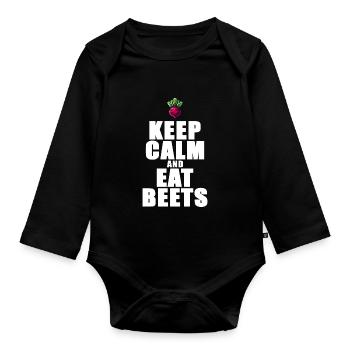 Ruhe bewahren und Rote-Bete essen Grafik - Baby Bio-Langarm-Body - Schwarz - Vorne
