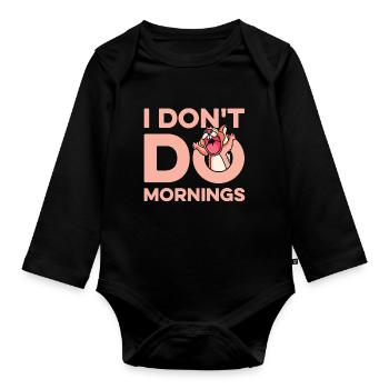 Écureuil Drôle Je ne fais pas les matins - Body Bébé bio manches longues - noir - Devant