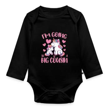 Going To Be A Big Cousin Unicorn Promoted To Big - Organic Longsleeve Baby Bodysuit - black - Front