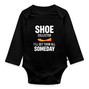 Collectionneur de chaussures, je les verrai tous un jour - Body Bébé bio manches longues - noir - Devant
