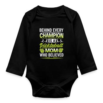 Derrière chaque champion, il y a une maman qui croyait - Body Bébé bio manches longues - noir - Devant
