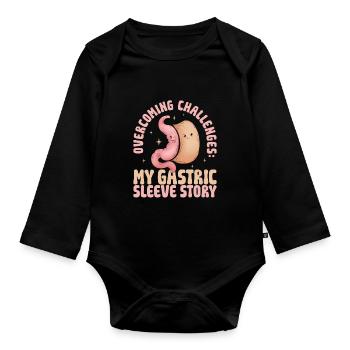 Schlauchmagen Schlauchmagenchirurgie Gastrektomie - Baby Bio-Langarm-Body - Schwarz - Vorne
