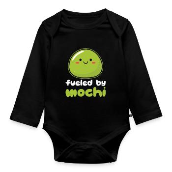 Kawaii Mochi Japanese Dessert Inspired - Organic Longsleeve Baby Bodysuit - black - Front