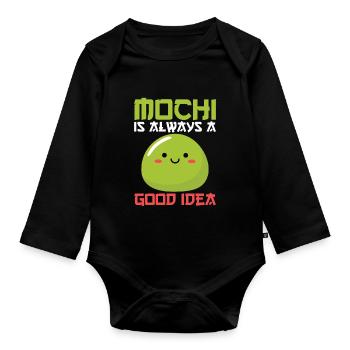 Kawaii Mochi Toujours une bonne idée Dessert japonais - Body Bébé bio manches longues - noir - Devant