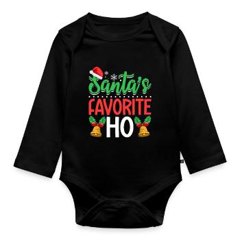 Santa's Favorite Ho Funny Ho Ho Christmas Family - Organic Longsleeve Baby Bodysuit - black - Front